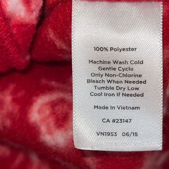 Talbots Fleece Jacket. Size large. Red Snowflake Mock Neck Zip Cozy Soft GUC - Picture 6 of 6